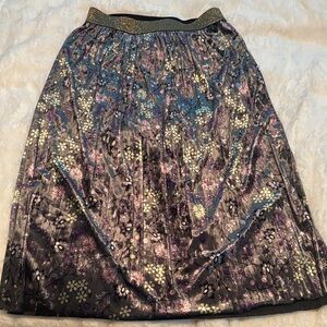 Modcloth Floral Velvet Skirt with Gold Accents M